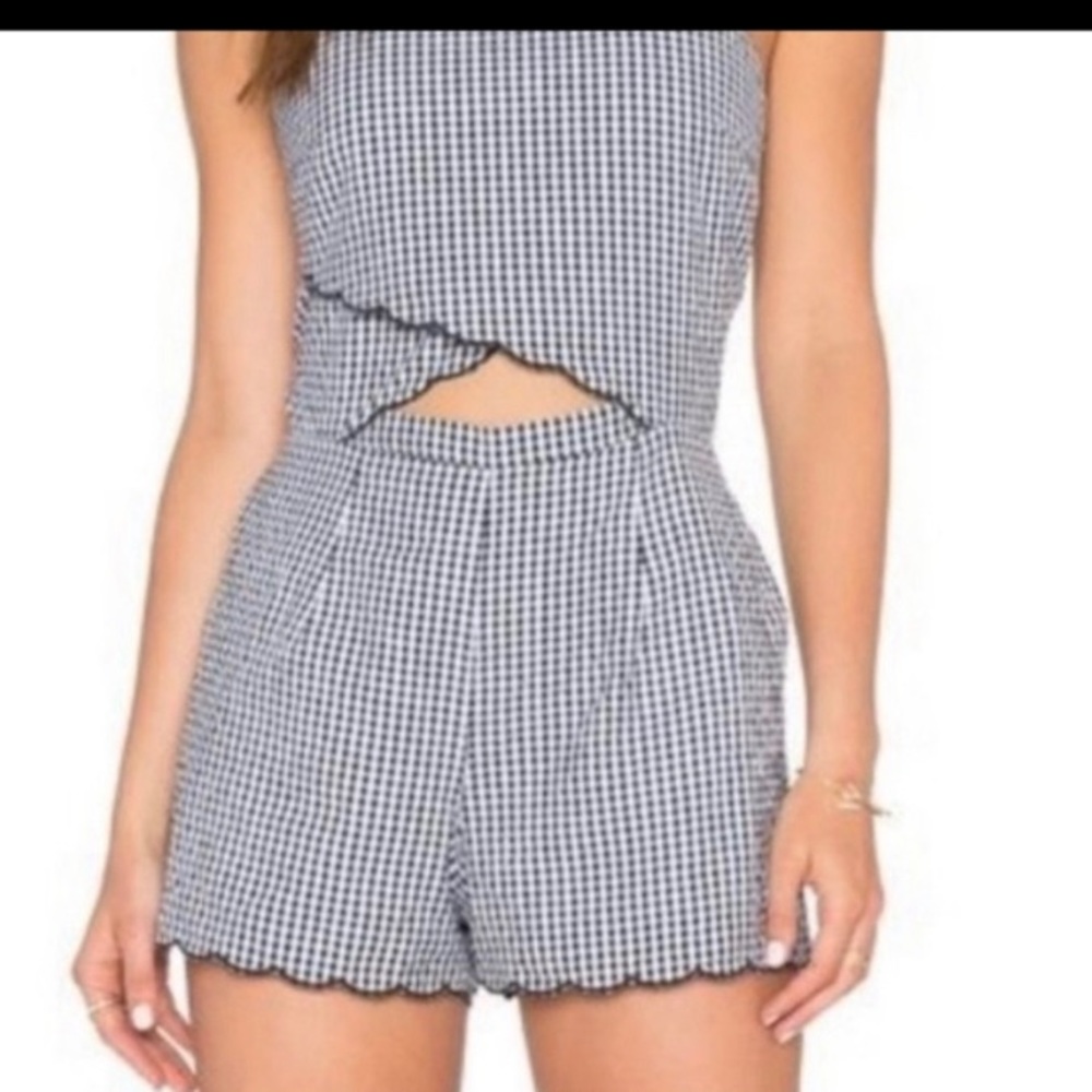 SAYLOR black & white plaid romper